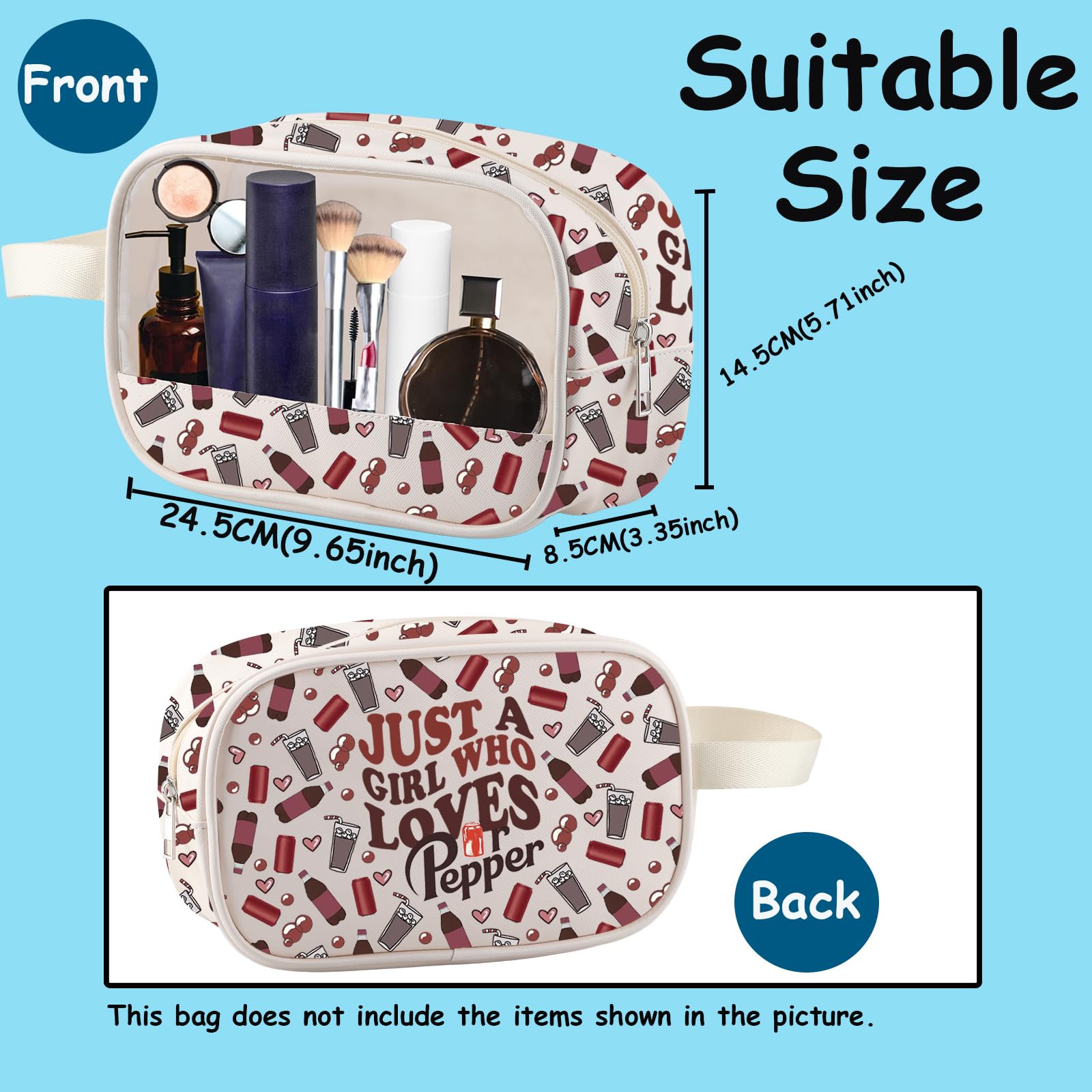 DR.P Merch DR.P Drinks Gift Soda Drinks Lovers Gift DR.P Beverage Makeup Bag for DR.P Lovers (PPE Bag), 24.5 x 8.5 x 14.5 cm - Image 2