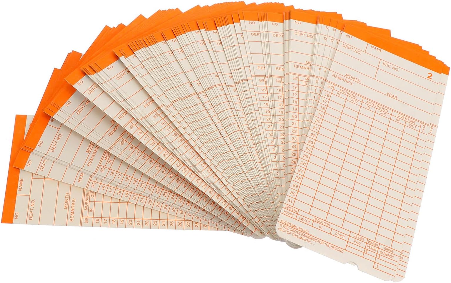 PACKOVE 100 Sheets Monthly Format Time Cards for Attendance Clock Warehouse Use Recording Paper Cards Weekly for Office Punch-in