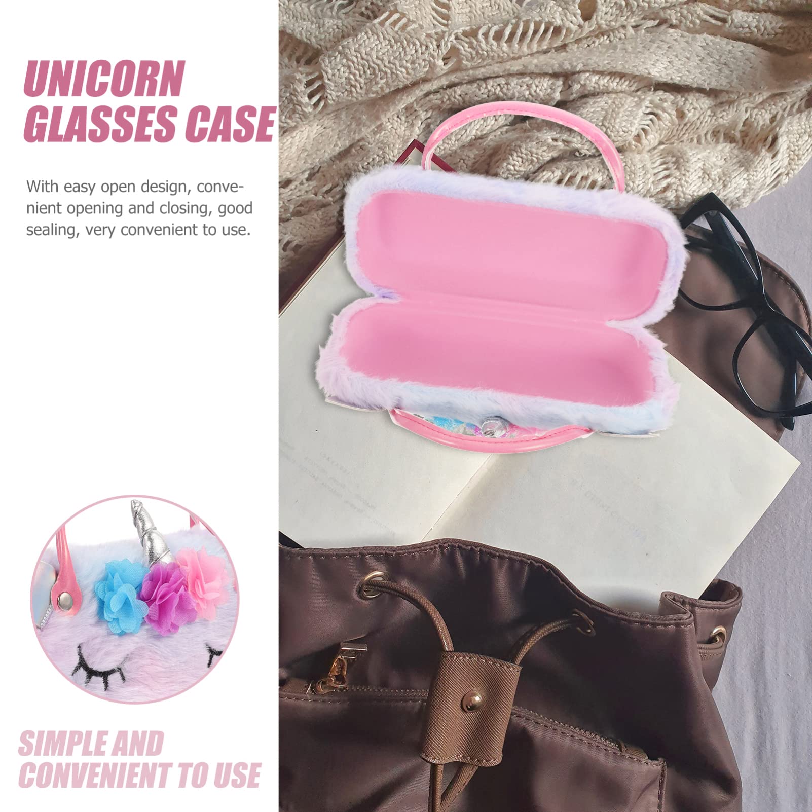 3pezzi Custodia Per Forma Di Unicorno Peluche Portatile e Resistente Per Ragazzo Ragazza Astuccio Per Sole e Maneggevole e Facile Da Aprire Per Ragazze