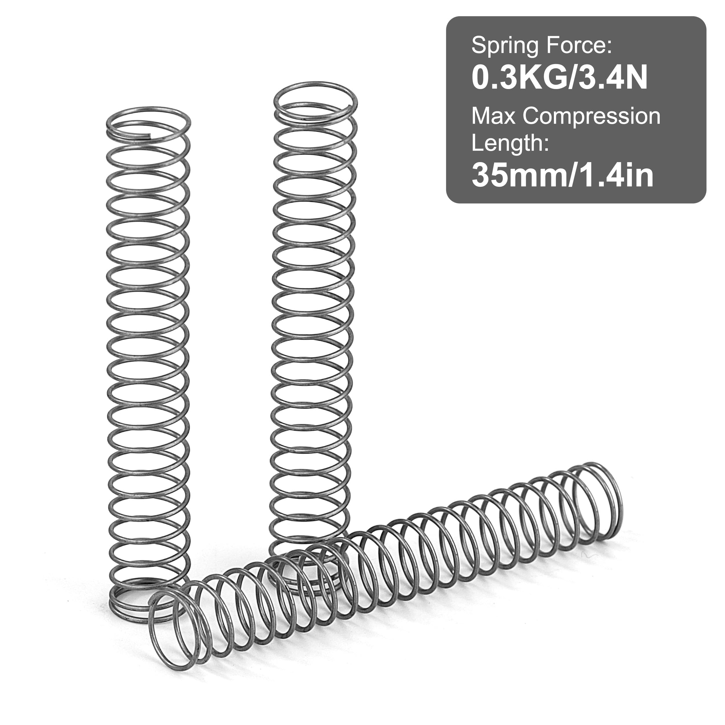 Sprężyna dociskowa ze stali nierdzewnej sprężyny dociskowe 50 mm średnica drutu 0,55 mm średnica zewnętrzna 8 mm długość 50 mm maksymalna siła sprężyny 0,35 kg 10 sztuk