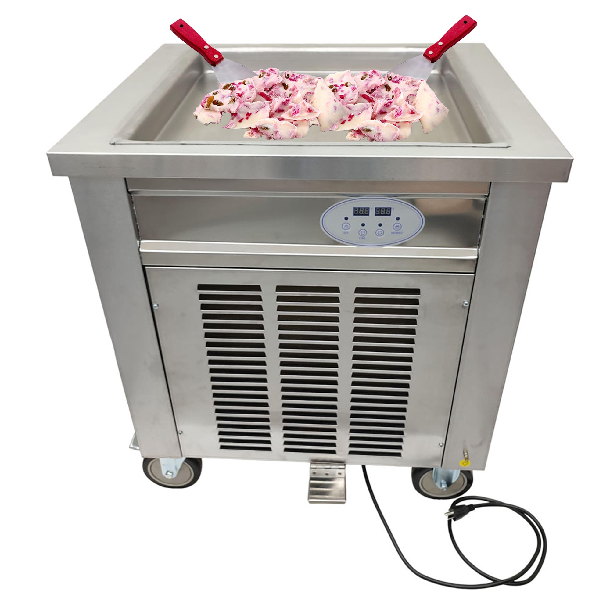 家電 ice cream roll machine Commercial Rolled Ice Cream Machine, 2800W Stir-Fried Ice Cream