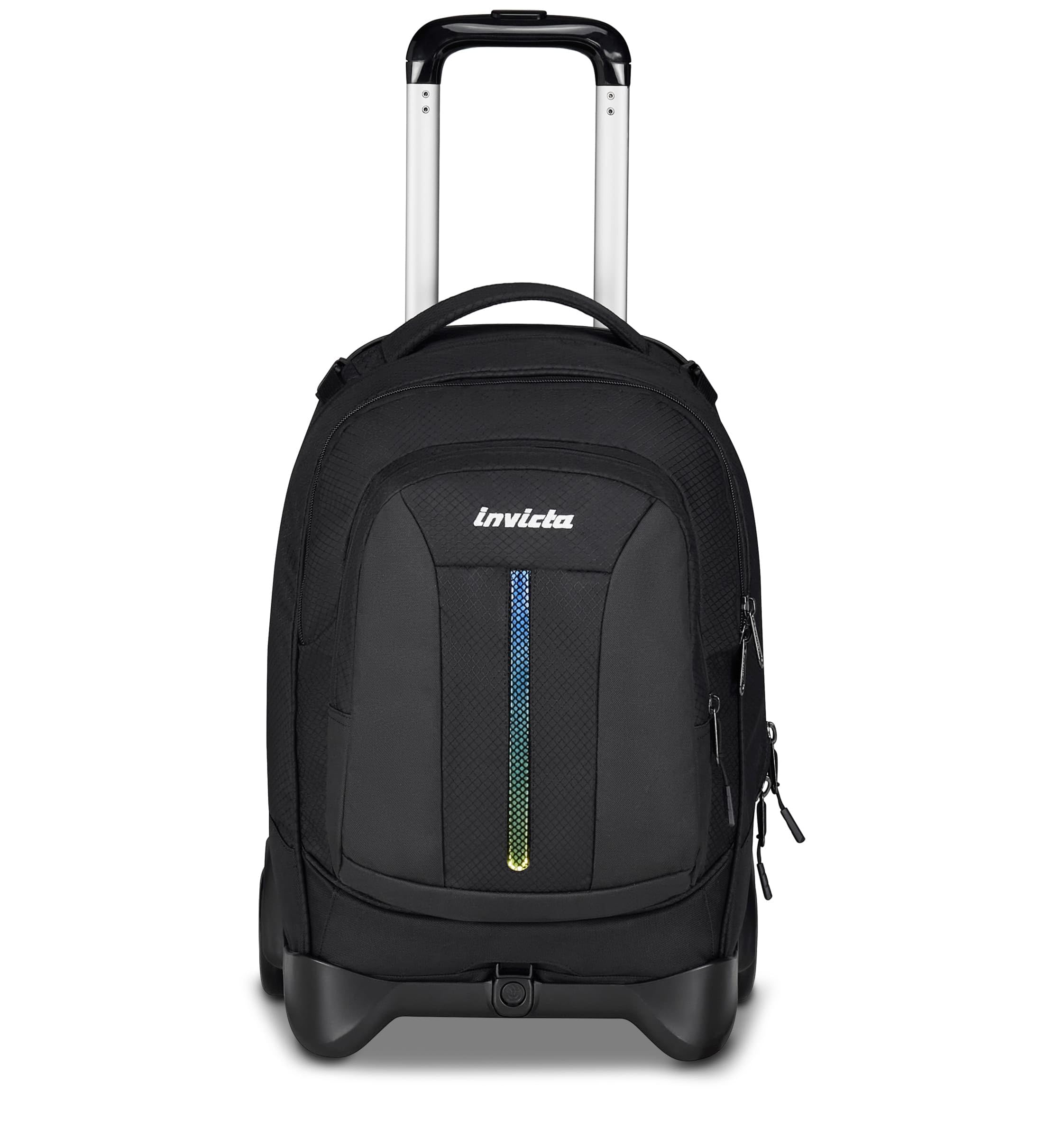 Invicta Trolley Scuola Plug Led, Nero, 3 in 1, Zaino Doppio Scomparto Con Carrello Sganciabile, Tasca Per PC, Tasca Per Borraccia, 34 lt, Scuola Media e Superiore, Viaggio, Zaino Ragazza e Ragazzo