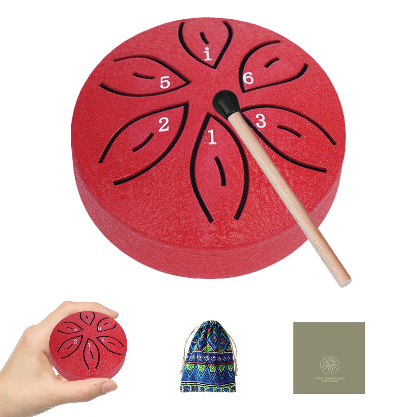 TINGSING Mini tambour à langue en acier de 7,6 cm à 6 notes, Instrument de percussion avec sac en tissu