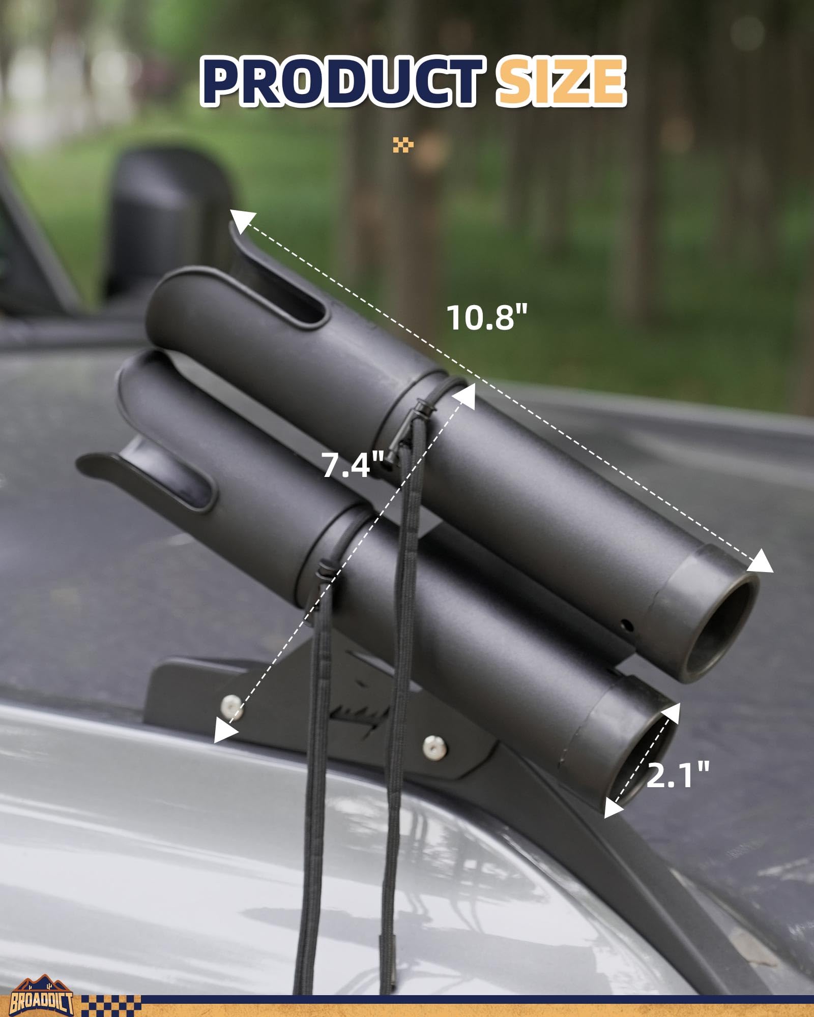 Broaddict Off-Road Fishing Rod Holder, Double Rod Kit with 2 Holders fit for 2021+ Ford Bronco 2/4 Door Passenger Side Powder Coated Aluminum Sports & Outdoors