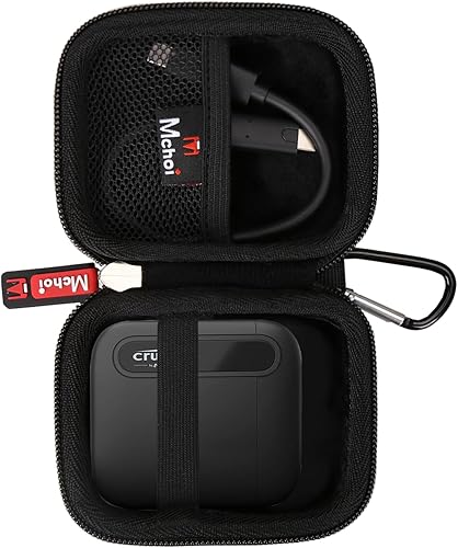 Mchoi Funda rígida adecuada para Crucial X6 1TB2TB4TB500GB SSD portátil y cable USB, a prueba de golpes, funda protectora de SSD portátil crucial,