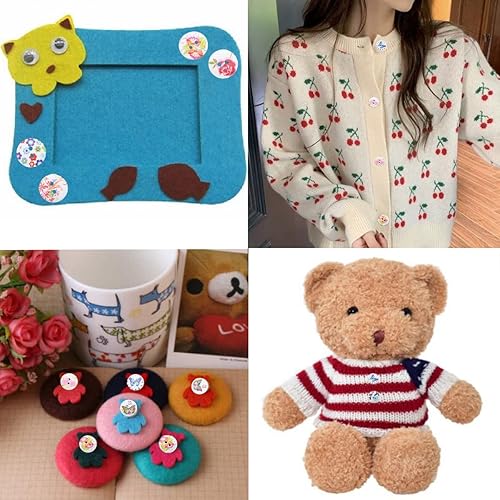 Miniatura 7 de 200 botones de madera pintados, 2 agujeros redondos de madera para coser álbumes de recortes, accesorios de ropa de manualidades, 0.71 pulgadas