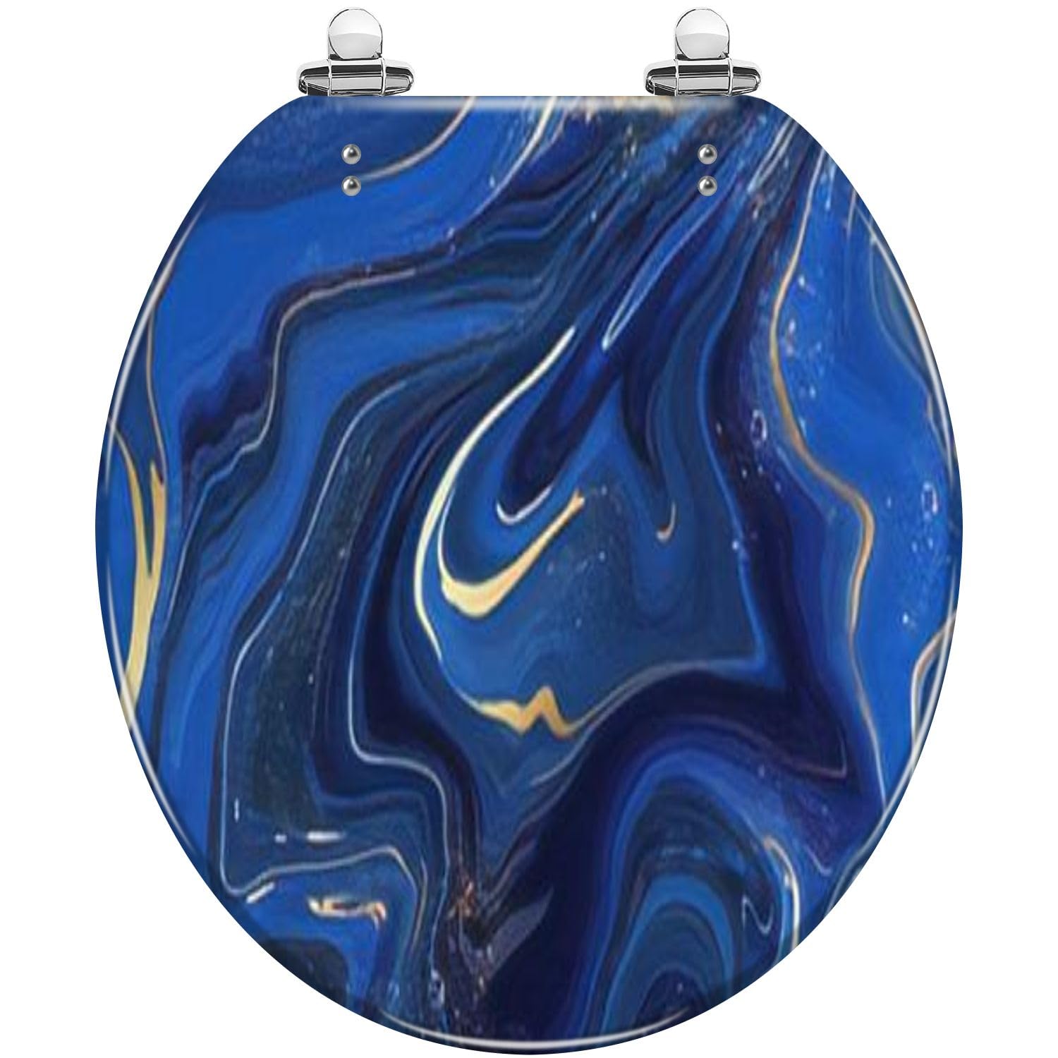 Tazyyzuu Multi7 Purple Lavender Liquid Watercolor Toilet Seat With Golden Lines Pastel Marble Resin Slow Close Quick-Release Hinges(Multi7)