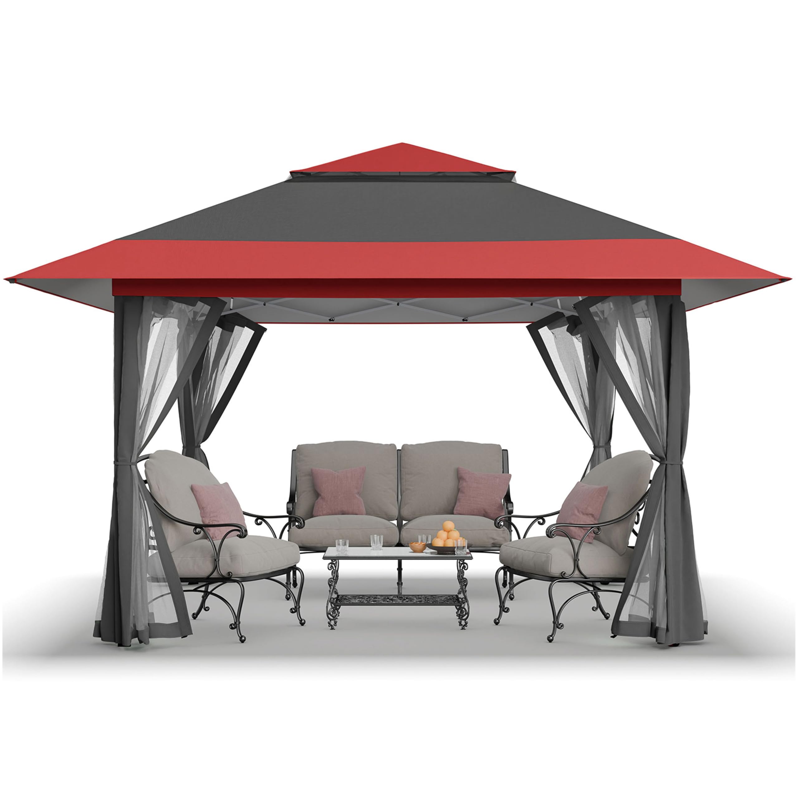 CROWN SHADES 13x13 Pop Up Gazebo, Canopy Tent, Gazebos on Clearance - Outdoor Gazebo for Backyard & Patio Furniture - Carpa Pop Up Tent with Wheeled