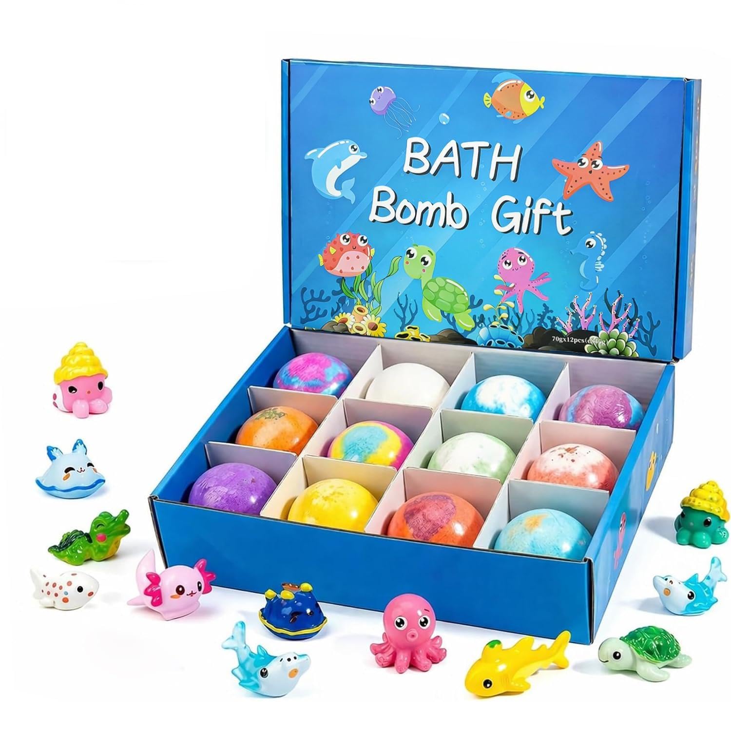 EvolutionUSA 12 Bloom Bath Bombs with Toys - Adorable Girl Bath Bomb Set, Bubbly Kids Bathbombs, Fizzy Bath Ball, Kids Bath Bombs for Girls, Childrens Bath Bomb Set Easter, Birthday