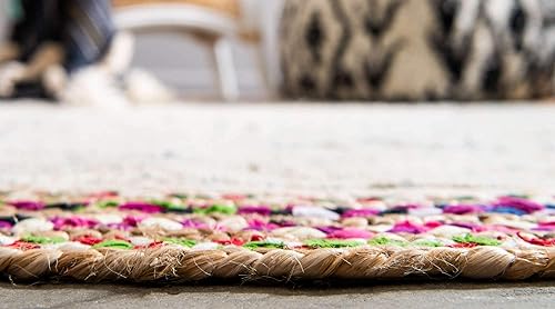 Miniatura 5 de Unique Loom Chindi - Alfombra de la colección de yute a rayas (2 pies 7 pulgadas x 6 pies 1 pulgada, marfilazul)