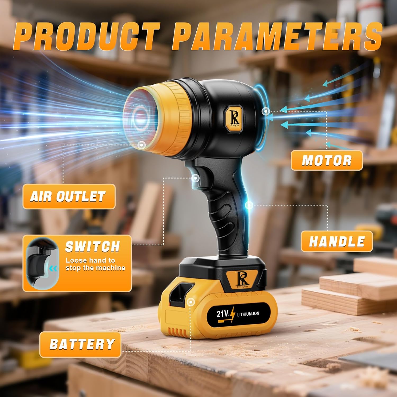 21V Cordless Leaf Blower, Lightweight Handheld 67 MPH Compact Yard Blower for Patio/Garage & Window Track Cleaning – Battery & Fast Charger Included - Image 5