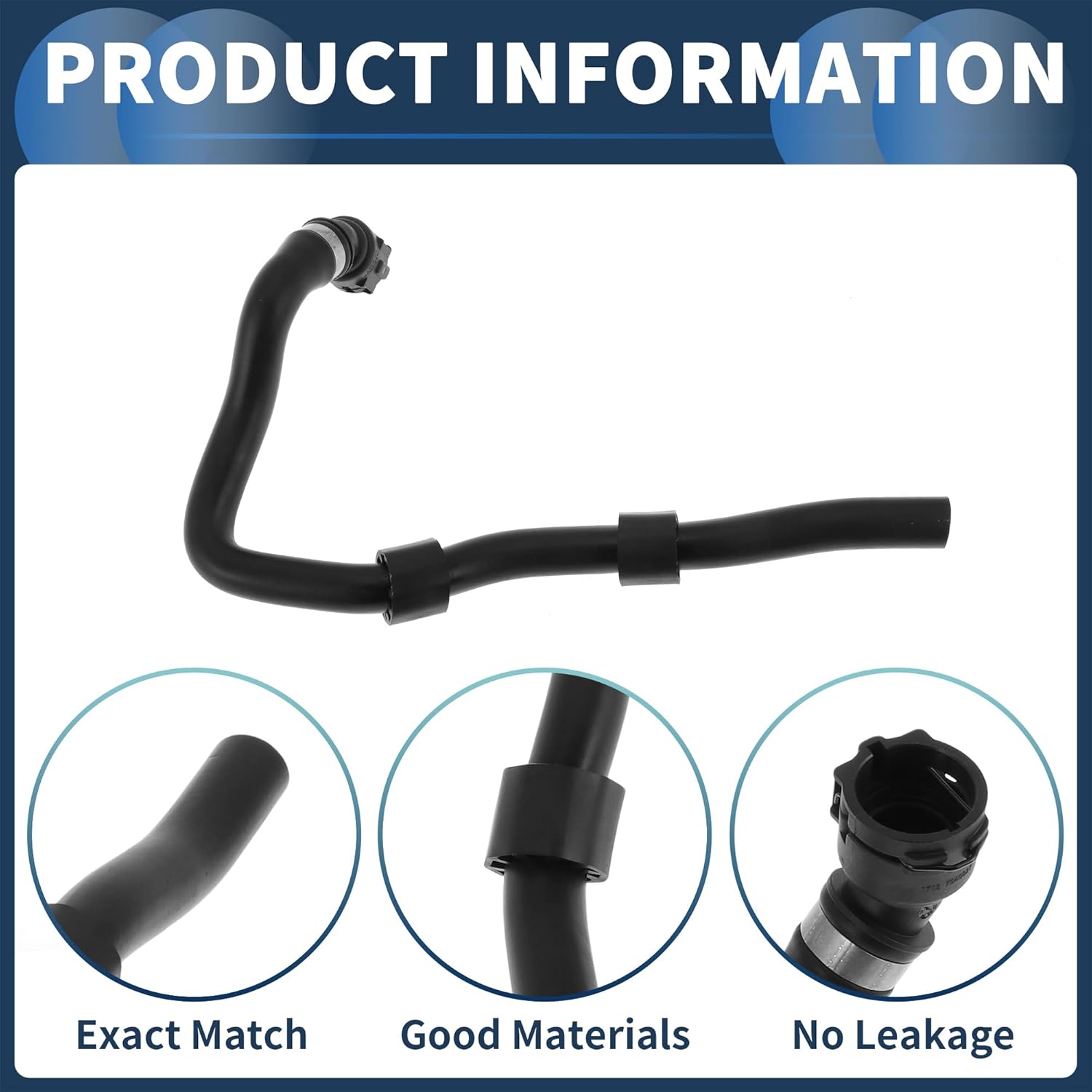 HVAC Heater Hose Engine Radiator Coolant Hose No.64213416609 for BMW X3 E83 3.0L L6 2007-2010 Rubber Black Good Sealing