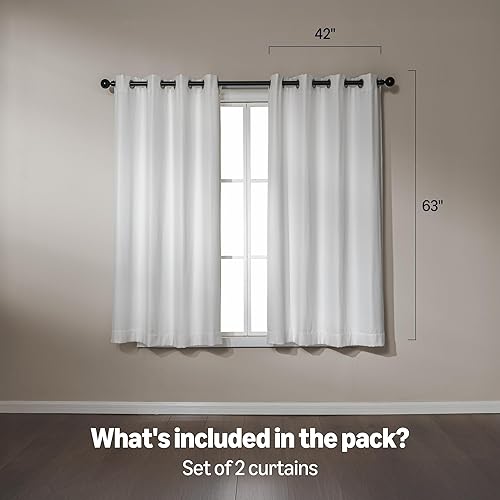 Miniatura 5 de Tienda Basics Cortinas semiopacas de felpilla para dormitorio y sala de estar, juego de 2 piezas con ojales, 42 pulgadas de ancho x 63 pulgadas de
