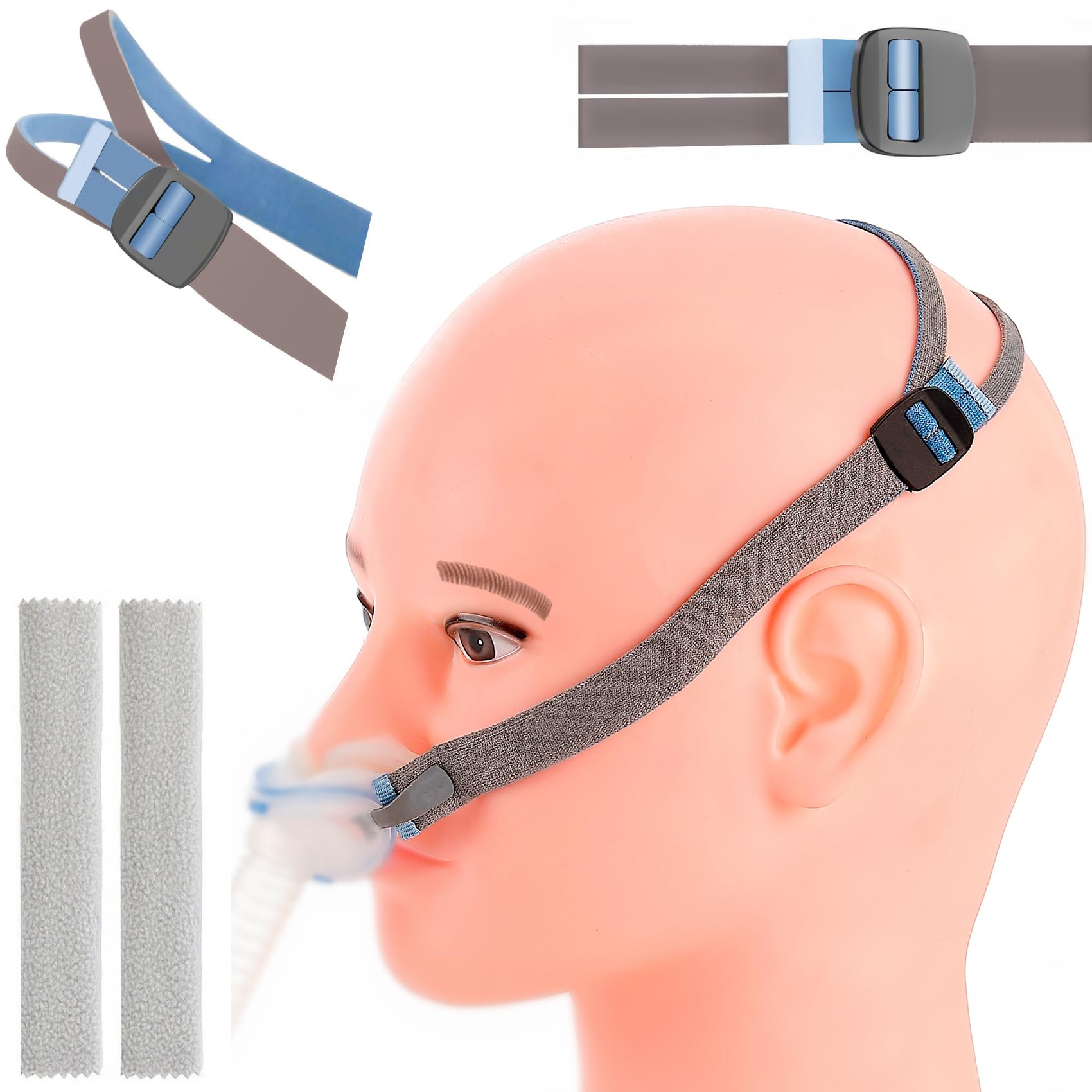 2 Pack Advanced Upgraded P10 Replacement Headgear Straps with 2 Strap Covers Fit for Airfit P10/N30, Fully Adjustable Quick-fit Design Premium Elastic Soft Material