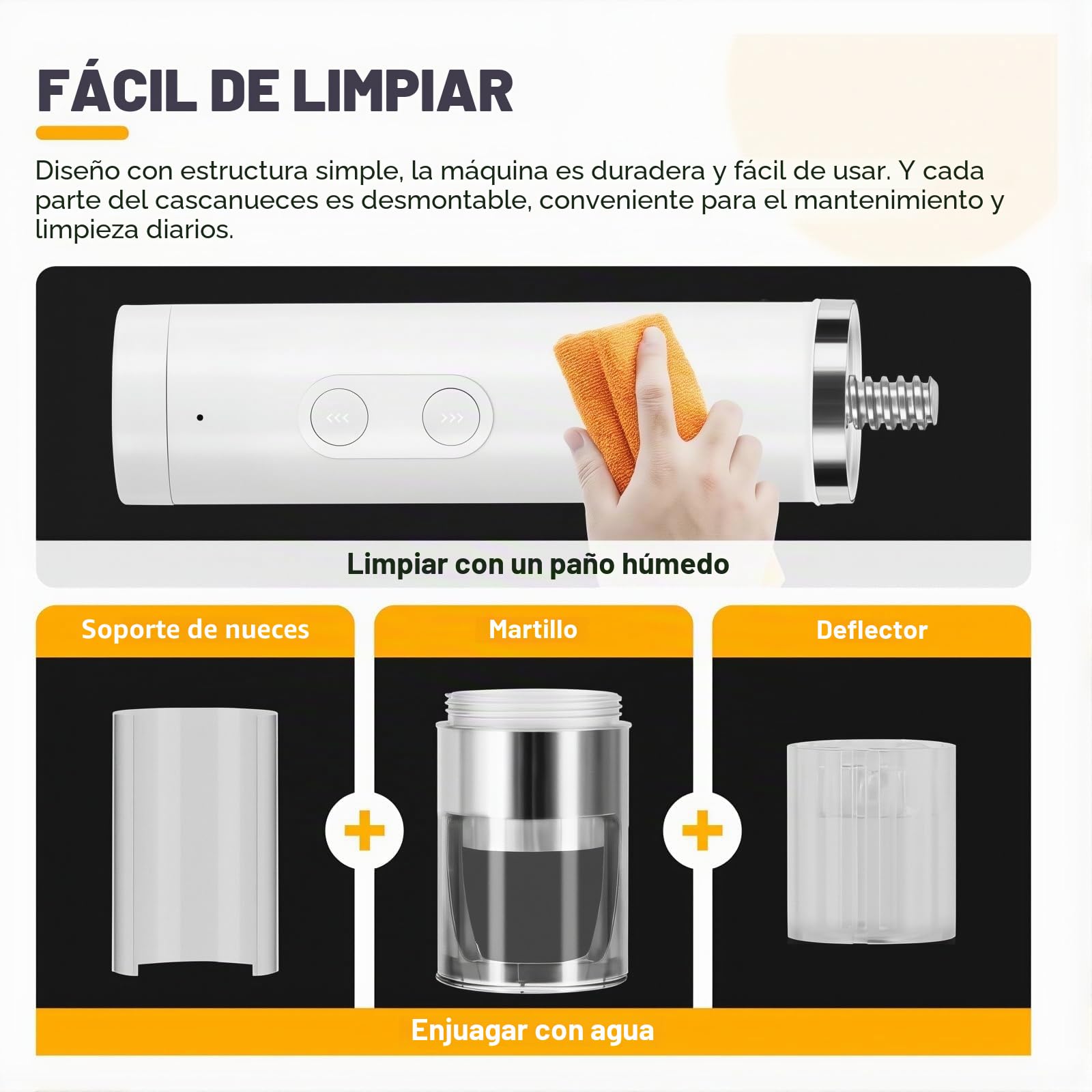 Cascanueces Eléctrico, Máquina Peladora de Nueces, Herramienta Multifuncional para Cascar Nueces, Nueces, Avellanas, Almendras y Nueces de Brasil White