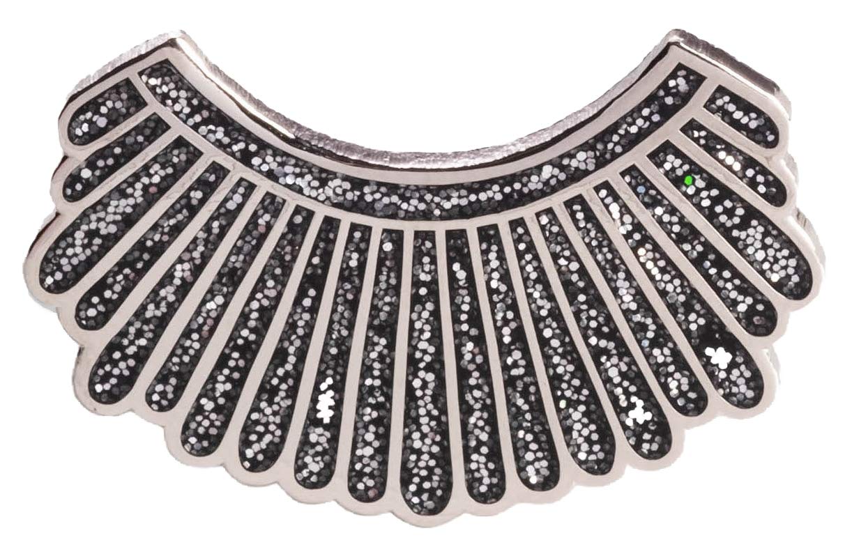 RBG's Dissent Collar - Enamel Pin (Silver Glitter Edition) - Modeled After Ruth Bader Ginsburg's Iconic Dissent Lace Collar - I Dissent Pin with Double Clasps by Dissent Pins