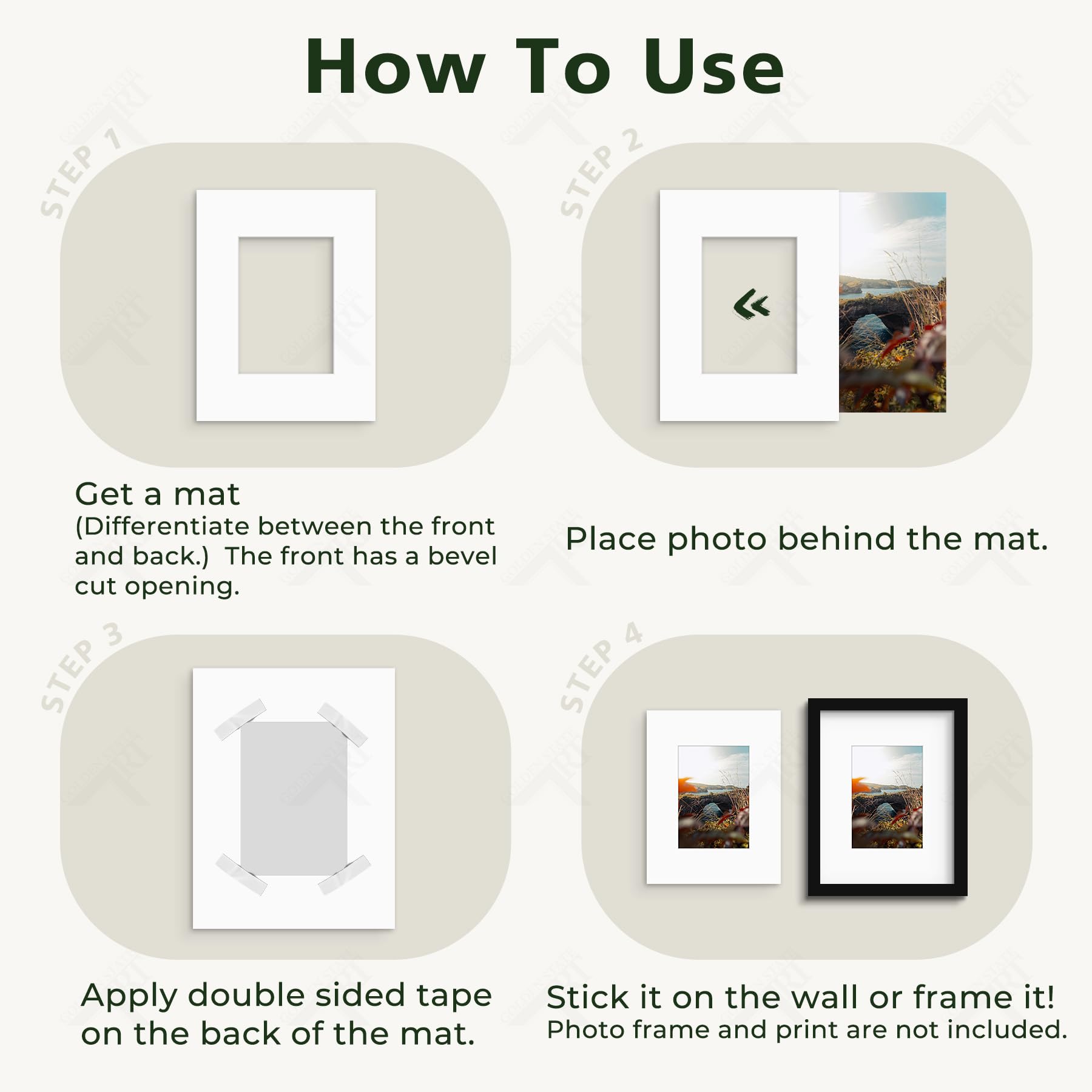Golden State Art, Lot de 10 passe-partout prédécoupés de 21,6 x 27,9 cm, découpe biseautée 11,4 x 16,5 cm, ouverture pour photos de 12,7 x 17,8 cm, blanc