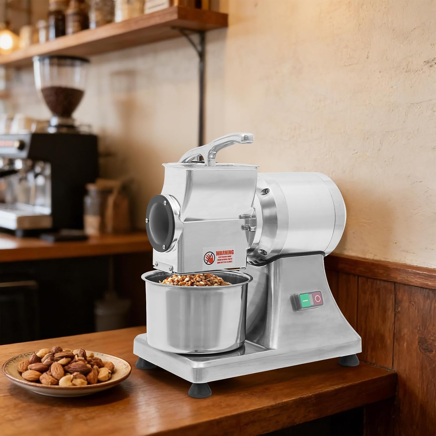 Electric Cheese Grinder, 0.75HP 550W Commercial Cheese Grinding Machine, Stainless Steel Food Graterwith Large Inlet & Outlet for Hard Cheese, Nuts, Garlic, Ginger, Chocolate – High Capacity 88lbs/h