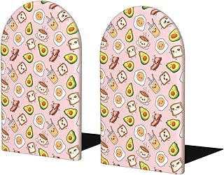 2 Pcs Breakfast Print Bookend Office Book Ends for Home Office Library School Study Decoration