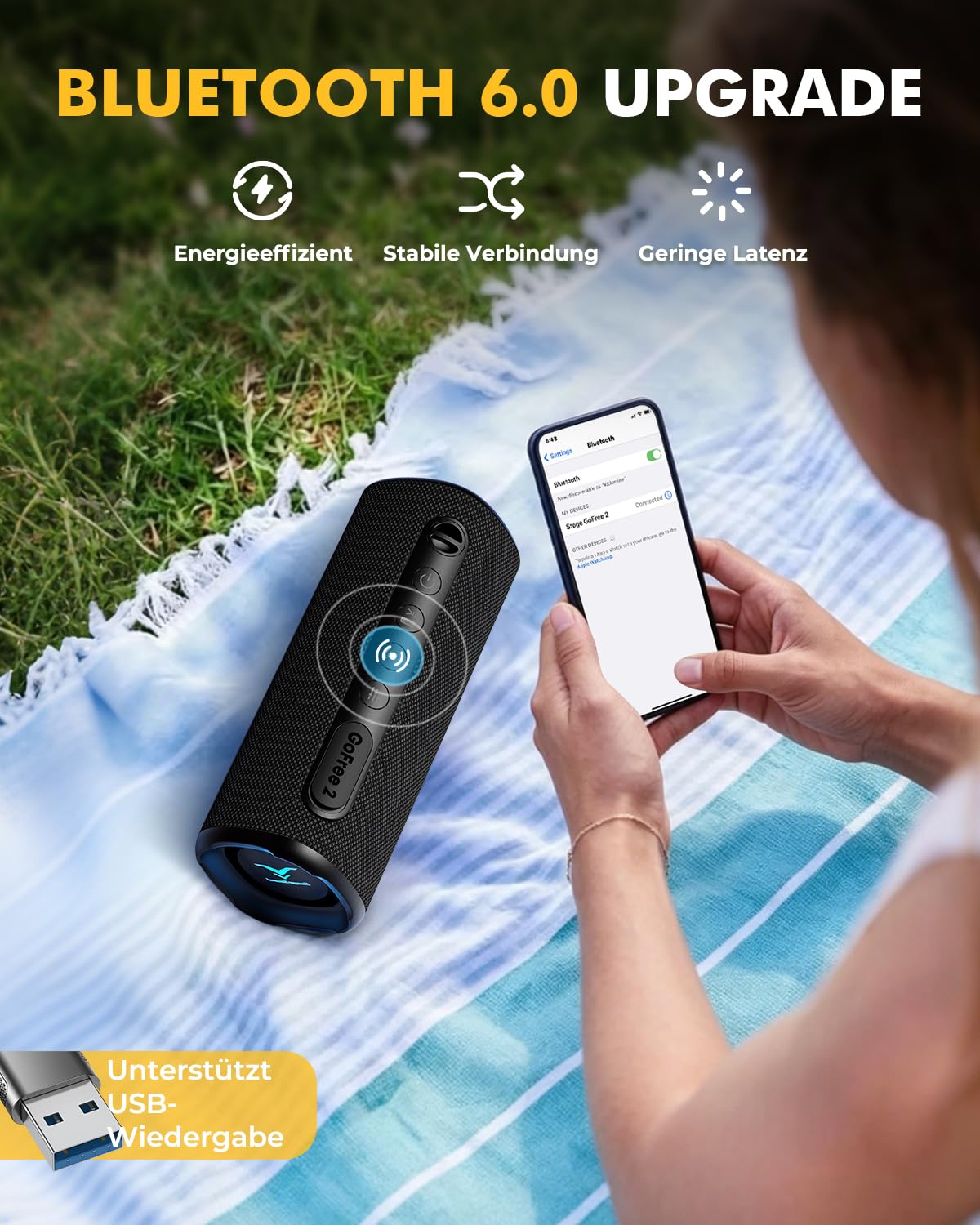 StageSound Portabler Bluetooth Lautsprecher, IP67 Wasserdicht, 25W Musikbox
