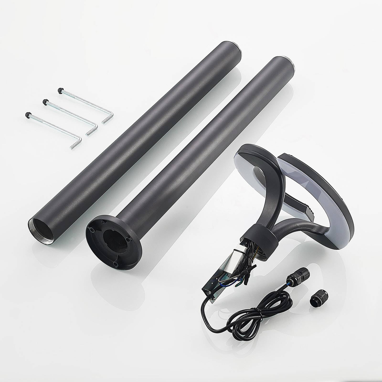 Lindby LED Lampadaire extérieur Keily (Moderne) en Noir Aluminium (à 2 lampes,), Candélabre luminaire d’extérieur