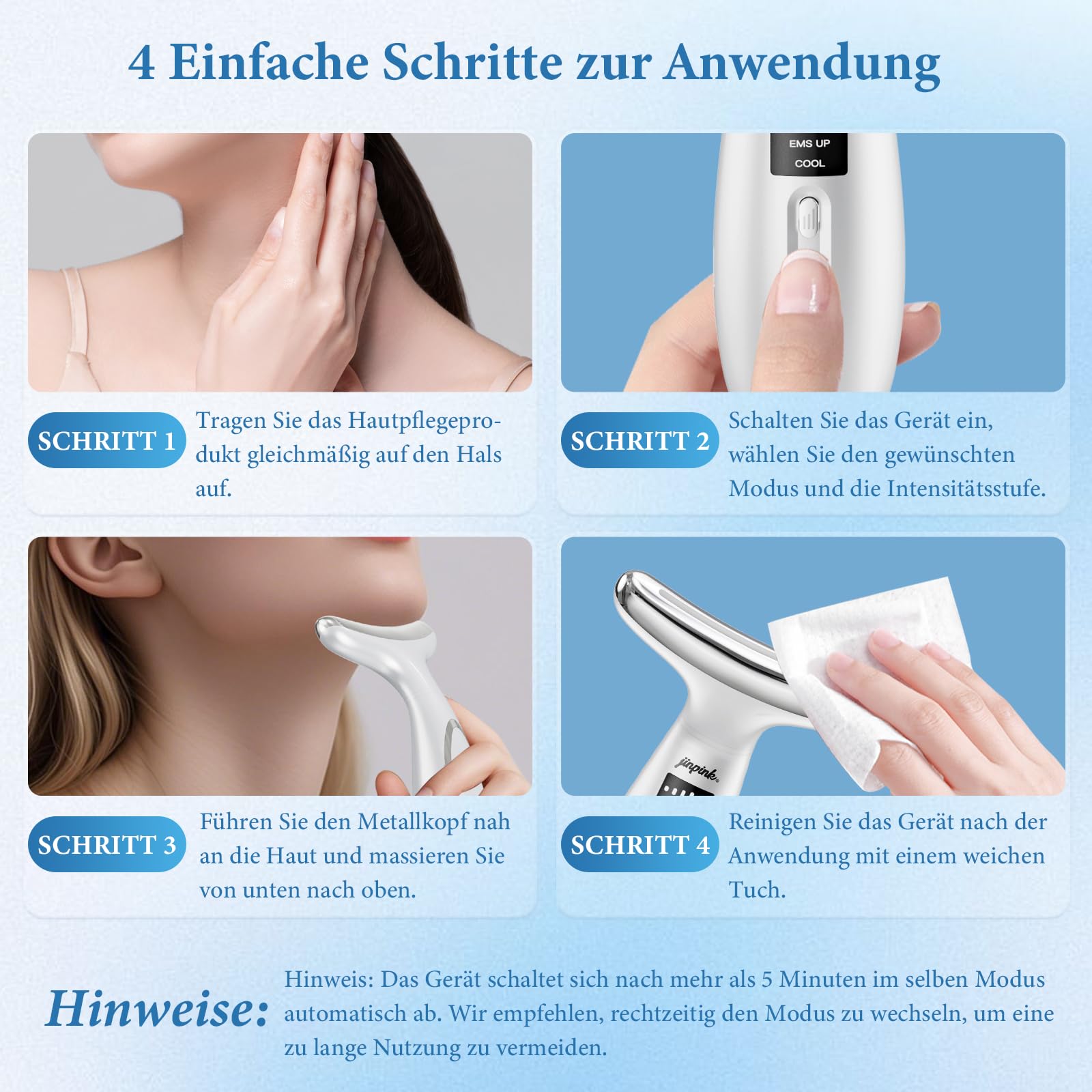 Gesichtsmassagegerät Gegen Falten Face Massager: EMS Gerät Gesicht mit 5℃ Kälte und 45℃ Wärme – Gua Sha Elektrisch mit 6 Modi 7 Farben LED – Neck Beauty Device zur Lifting & Straffung für Damen Herren