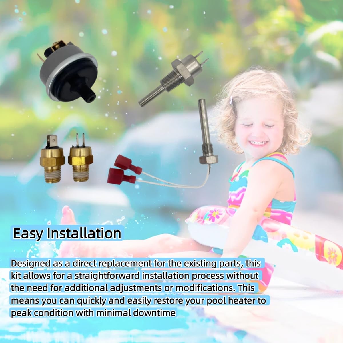 Pool Heater Repair Kit Fit for Pentair Max E Therm & Master Temp Replacement for 42002-0024S Stack Flue Sensor, 42001-0063S Thermistor Sensor, 42002-0025S, 42001-0060S, 42001-0053S