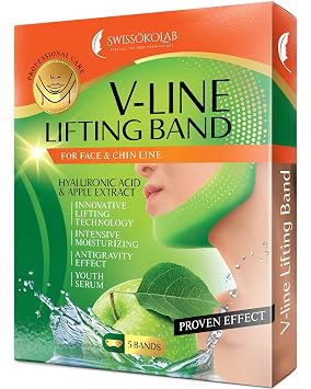 SWISSOKOLAB V shape lifting up Face Mask Chin Up Patch Double Chin Reducer Chin Contour Tightening Firming Face Lift Tape Mask V-Line Neck Lifting Patches V Shaped Slimming Face Mask 5 pcs