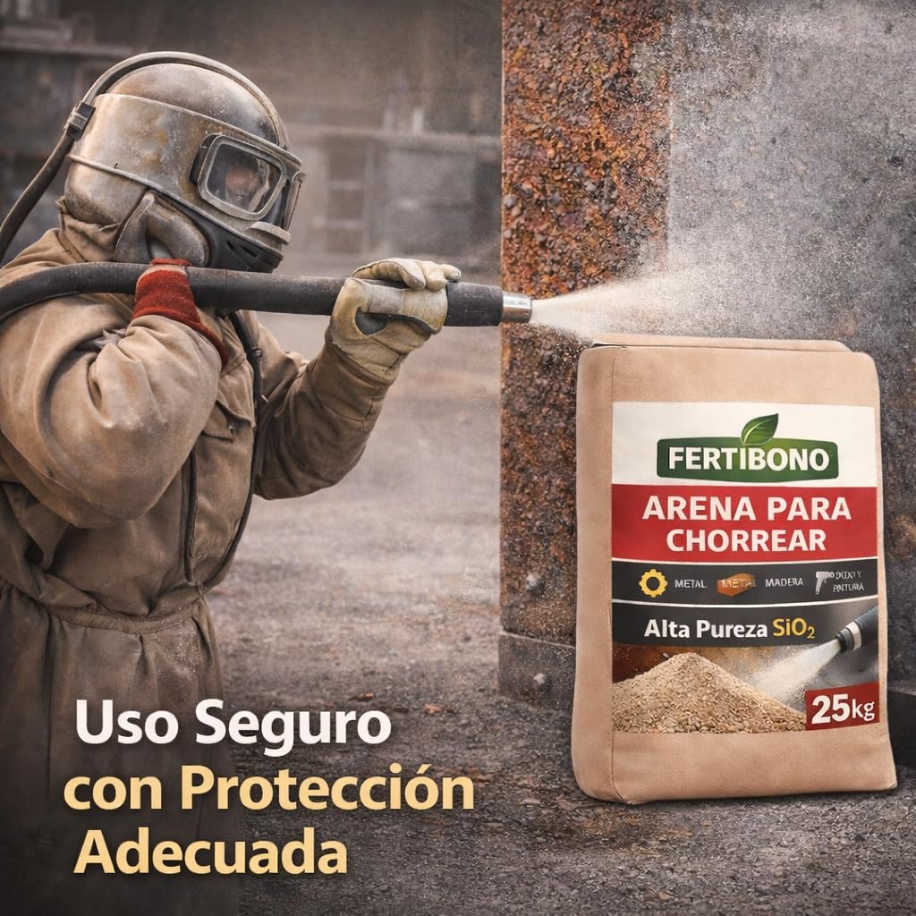 Arena para Chorrear Fertibono 25kg Fertibono – Elimina óxido y pintura, granulometría ideal, alta pureza SiO2, sin humedad