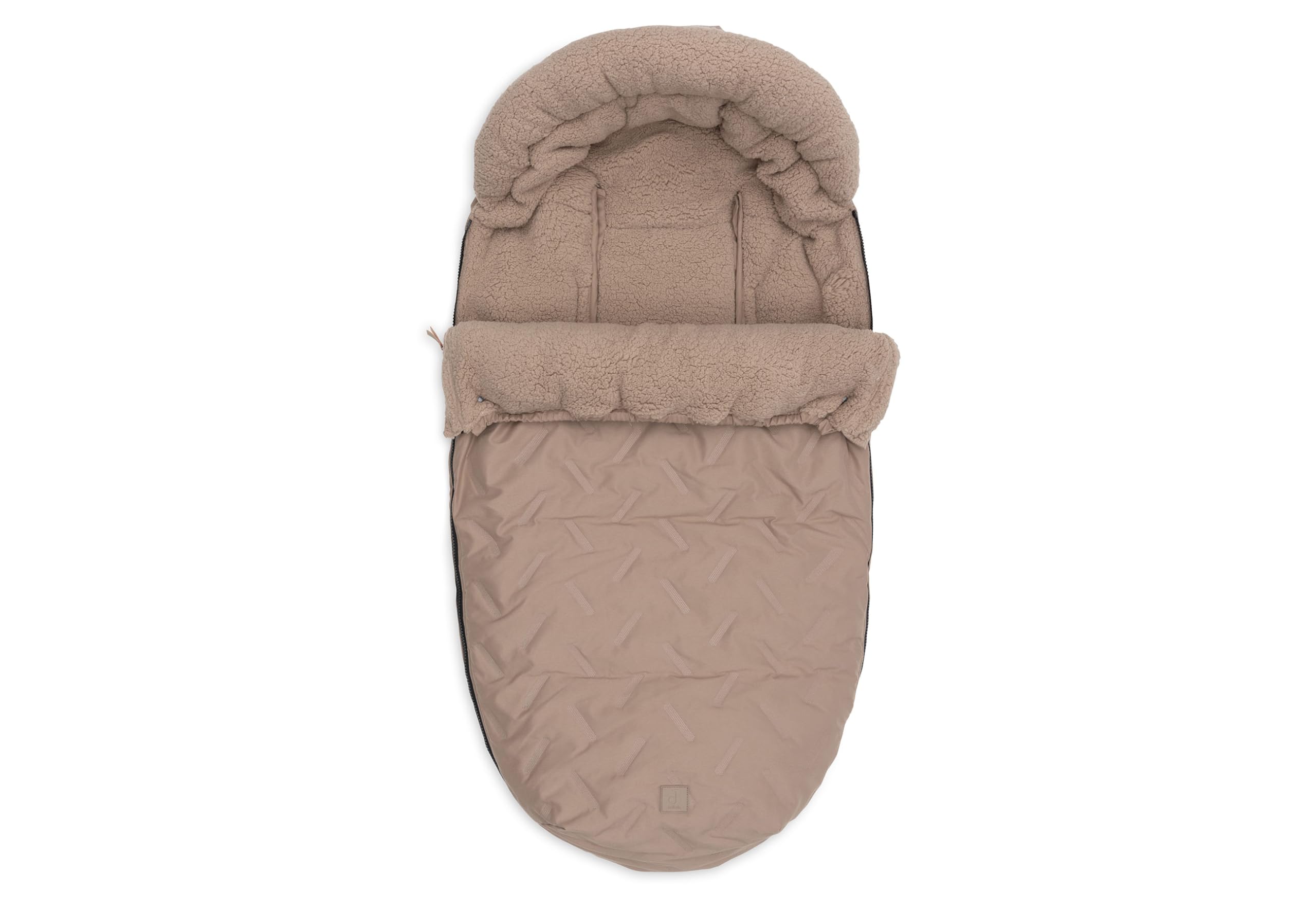 Jollein Nid d’Ange - Embossed - Milky Coffee - Pour Poussette ou Landau - Doublure Polaire Douce - Ouverture Complète - Lavable à 30 °C