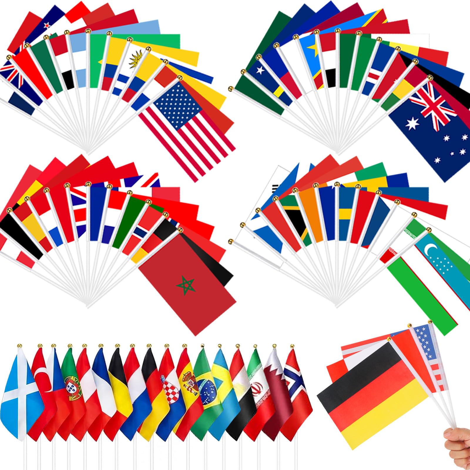 Bandera de Mano Copa del Mundo 2026 Fútbol, 48 Banderas de 48 Países, Decoración para Fiestas