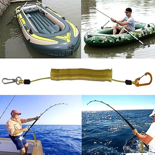 Miniatura 6 de Fishing Lanyard, Heavy Duty Coiled Lanyards Stainless Steel Wire Inside, Safety Rope Extension Cord Tether Retractable Fishing Accessories for Rods,
