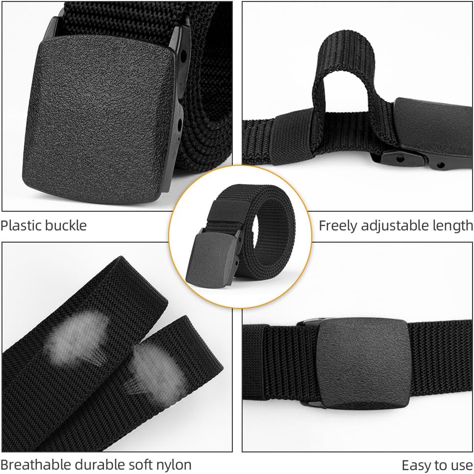 AOMIG Nylon Web Belt for Men, 1.6 Inches Canvas Adjustable Golf Belts, Automatic Buckle Work Tactical Belt image 4