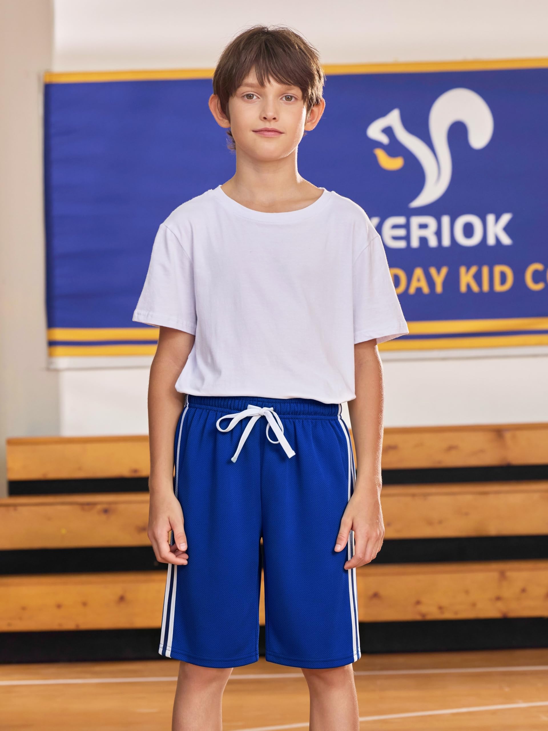 YERIOK 5 Stück Jungen Shorts Jungen Athletic Basketball Mesh Kinder Fußball Gym Shorts Kleidung Schnell trocknend Active Sports Shorts