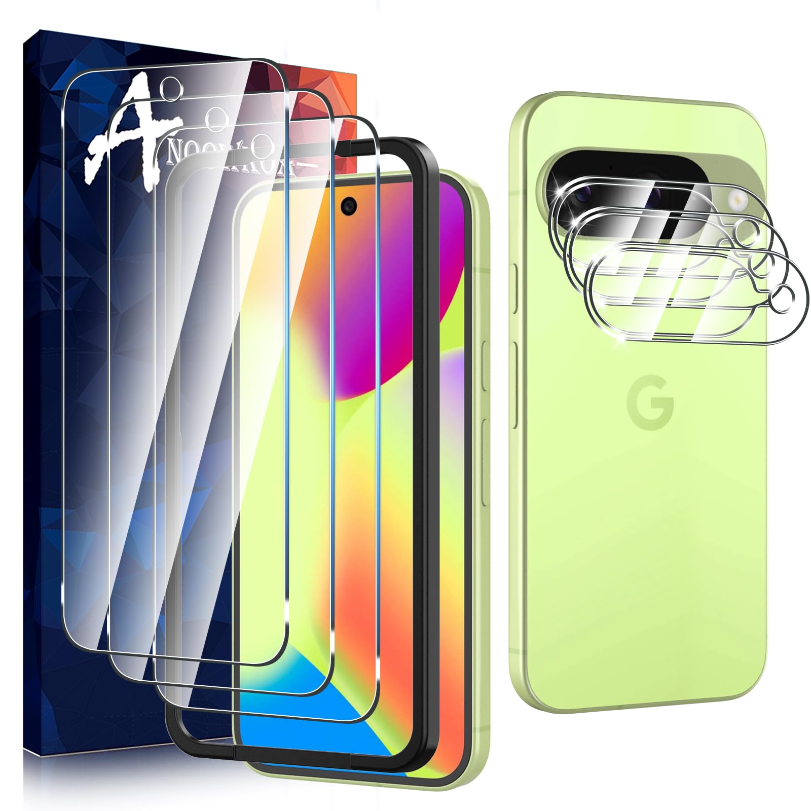 3 Pack for Pixel 10 Screen Protector + [3 Pack] Google Pixel 10 Camera Lens Tempered Glass Protector With alignment tools 9H Hardness.Support Fingerprint Unlock,Bubble-Free.Easy Installation