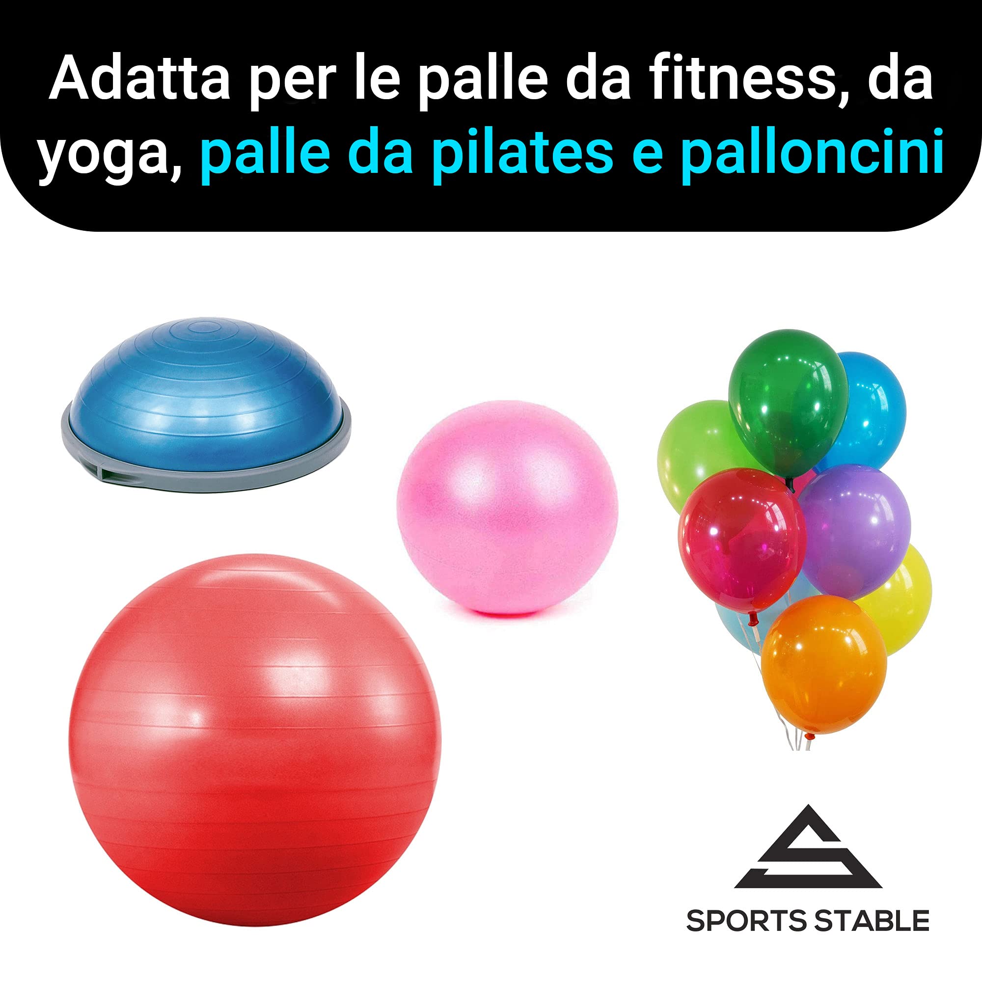Pompa per Palla da Fitness, Pompa Manuale a Doppia Azione per Palla da Yoga, Palla da Pilates e Palloncini per Le Feste