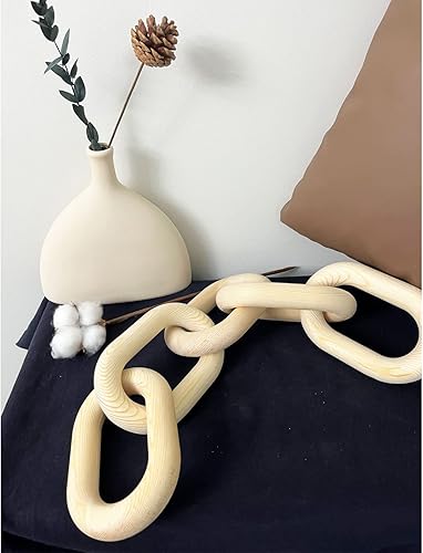 Miniatura 5 de Decoración de eslabones de cadena de madera, detalles de decoración de estantes, cadena de 5 eslabones, madera de pino bohemio, tallada, decoración