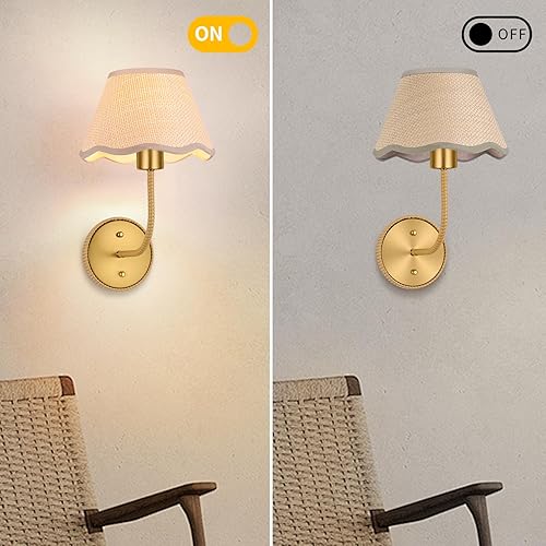 Miniatura 7 de Juego de dos apliques de pared bohemios, lámpara de pared de ratán rústico de latón para montaje en pared, apliques de pared con cable duro,