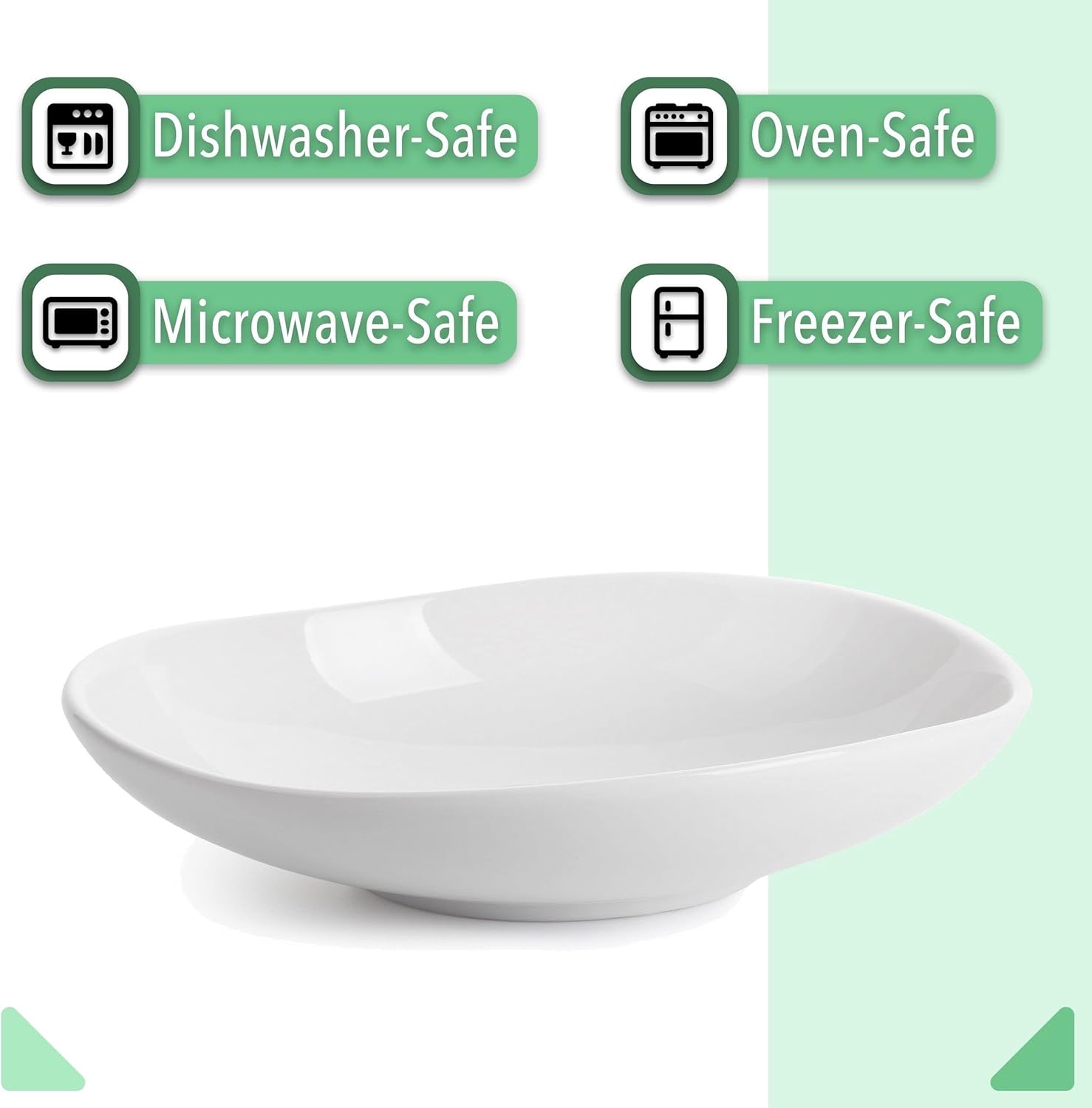 Brew To A Tea BTaT- White Cereal Bowls, Set of 6, 22 Ounces and Porcelain Serving Bowls, 24 Oz, Set of 4