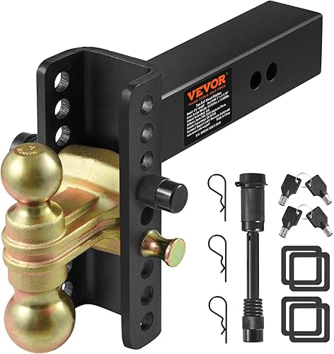 Miniatura 1 de VEVOR Enganche de remolque ajustable, caída de 6 pulgadas y montaje de bola de enganche de elevación de 4.5 pulgadas con receptor de 2.5 pulgadas,