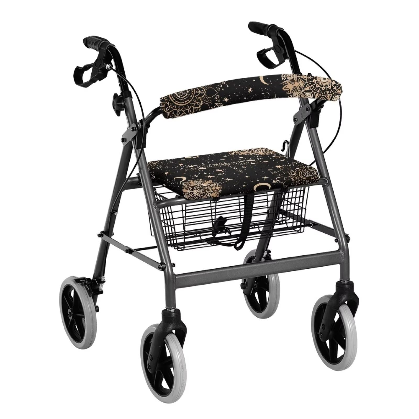 Dragonfly Mandala Star Walkers for Seniors with Seat Cover Universal Accessories for Rollator Walkers Soft Rollator Walker Seat and Backrest Covers for Seniors Women Men