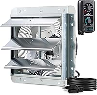 iLiving ILG8SF12V-ST 12" Wall Mount Shutter Exhaust Fan with Thermostat, Variable Speed, 960 CFM, 1400 Sq Ft Coverage