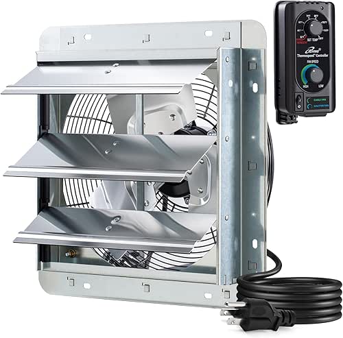 iLIVING 12" Wall Mounted Shutter Exhaust Fan, Automatic Shutter, with