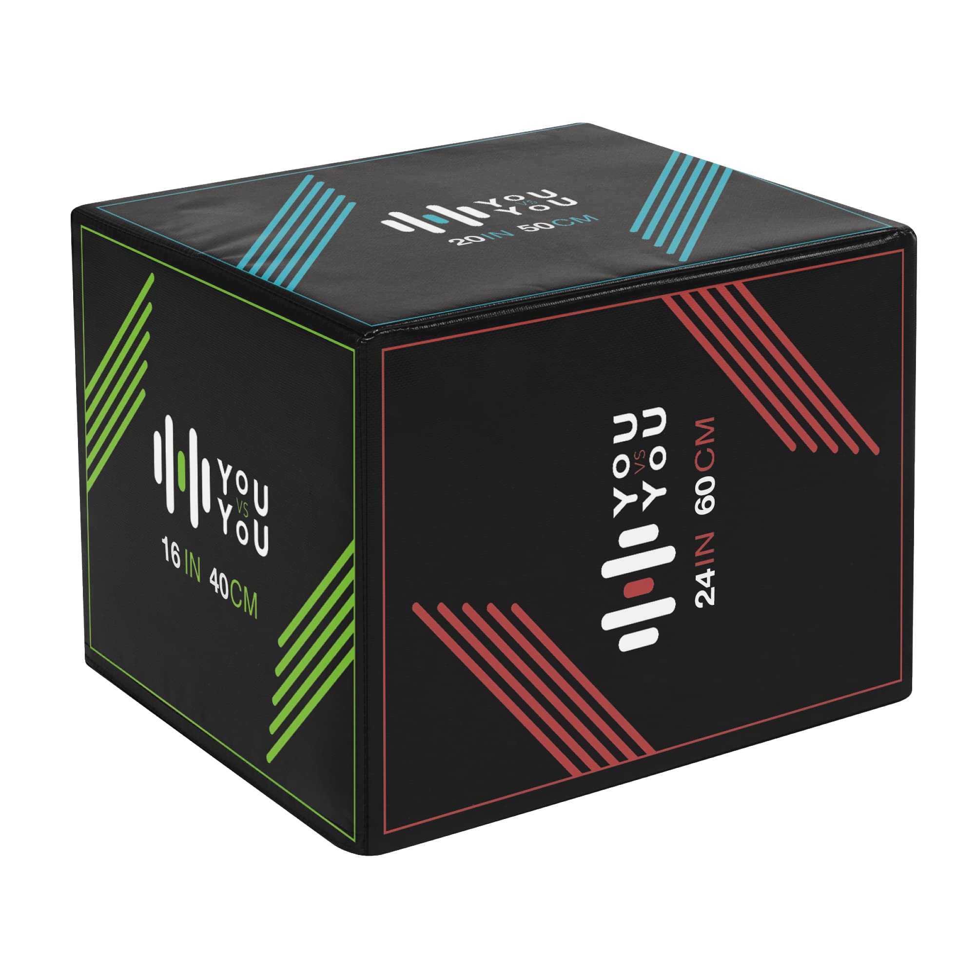 You vs You Plyometric Jump Box, 3 in1 Heavyweight Plyo Box Gym Training, Heavy Duty, Pro Quality, Removable Anti-slip Sweatproof Cover, Jump Training Equipment (16" x 20" x 24" (40cm x 50cm x 60cm)) โ image 1