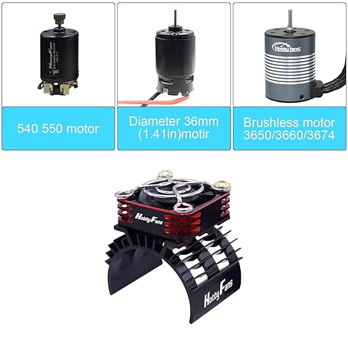 Miniatura 3 de Hobby Fans Ventilador de refrigeración RC Alluminum de 28000 RPM con disipador de calor para coche RC 18 110 540 550 F540 3650 3660