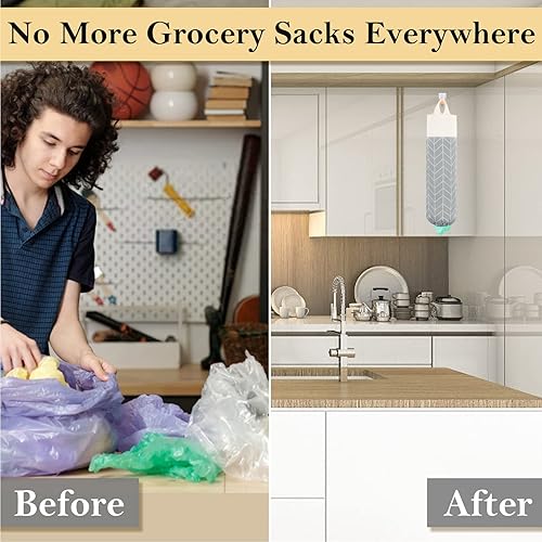 Miniatura 8 de Soporte para bolsas de plástico, soporte de pared para almacenamiento de bolsas de plástico, organizador de sacos 2 unidades