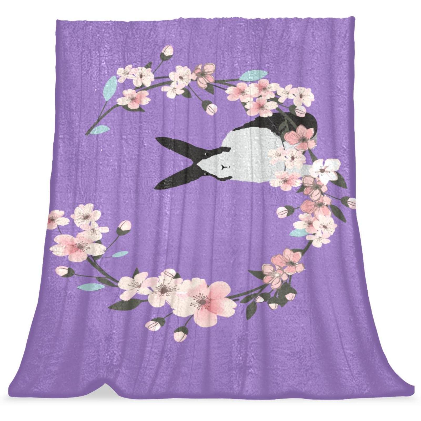 Couverture de lit moelleuse lapin violet pour chambre fille et garçon