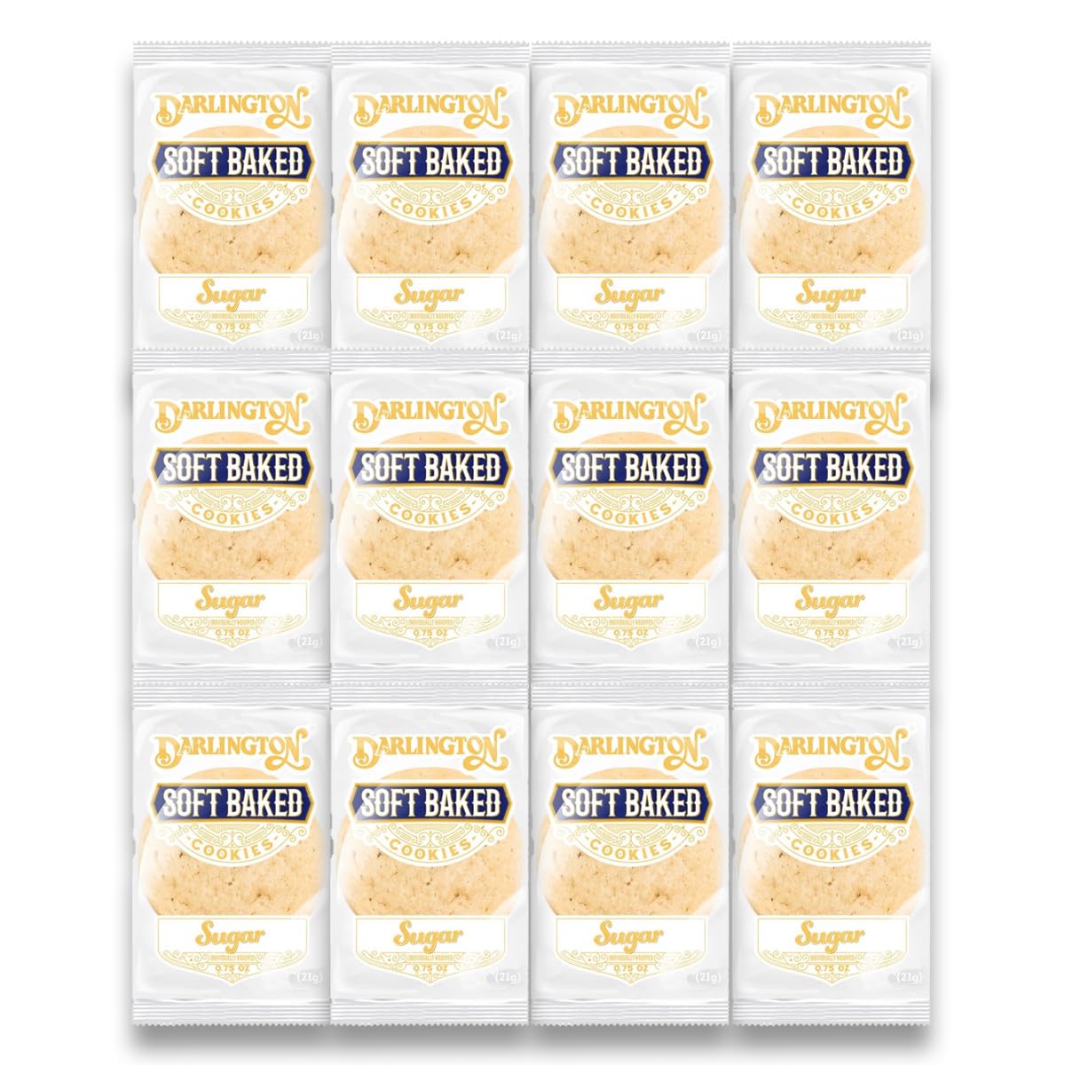 Soft Sugar Cookies, Individually Wrapped, Shelf-Stable, 0.75 oz Each, 12-Pack Just-Baked Taste, No Preservatives, Convenient Snack Pack