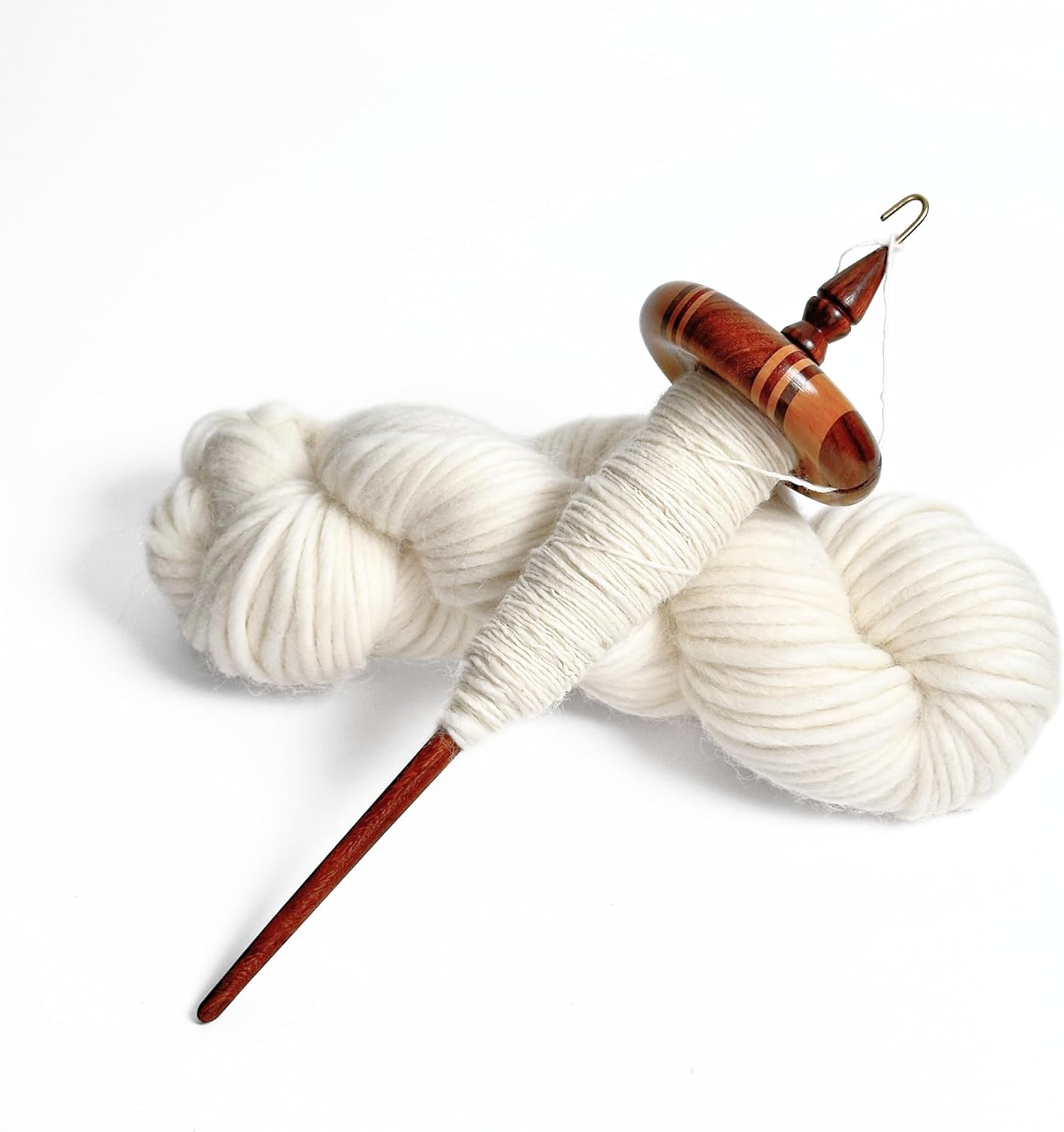 Revolution Fibers Premium Artisan Top Whorl Drop Spindle for Beginner & Advanced Hand Spinning - 11 inch Shaft | 3.25 inch Whorl Diameter | Multi-Wood Satin Finish | Spin Roving into Yarn