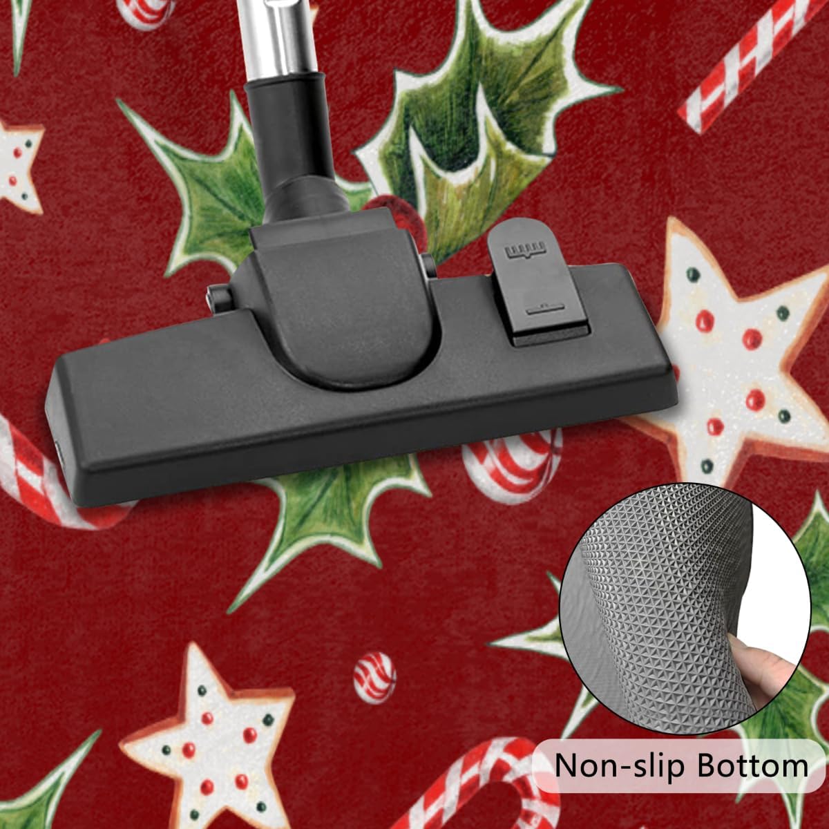 Christmas Half Round Door Mat Indoor Entrance Xmas Half Circle Area Rugs Non Slip Half Moon Rug Washable Candy Cane Semi Circle Bathroom Rugs Floor Carpet for Kitchen Bedroom Fireplace Decor